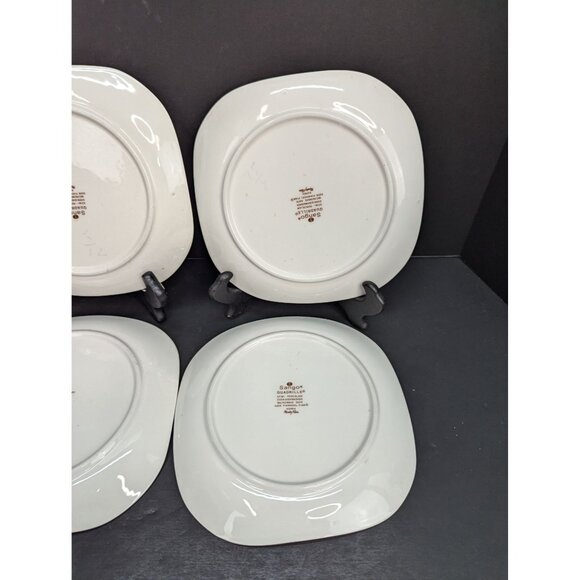 Sango Quadrille Pinwheel Pink 5206 Square 7 9/16" Salad Plate Set of 4 - Picture 7 of 9